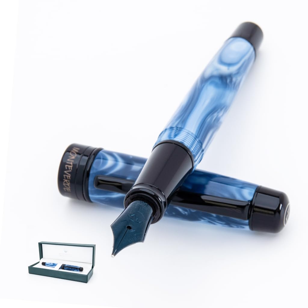 Amazon | MONTEVERDE USA プリマ万年筆 ブルー 渦巻き - スタブペン先